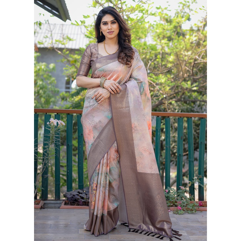 Multicolor Dupion Silk Saree With Blouse Piece - JD986582962
