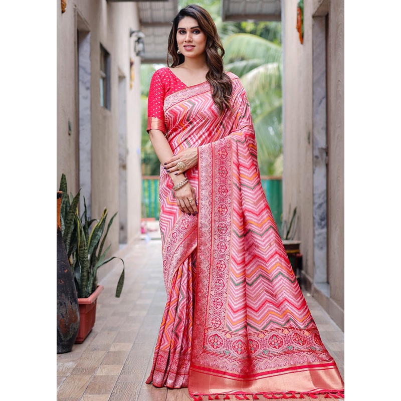 Multicolor Pure Silk Saree With Blouse Piece - JD986582950