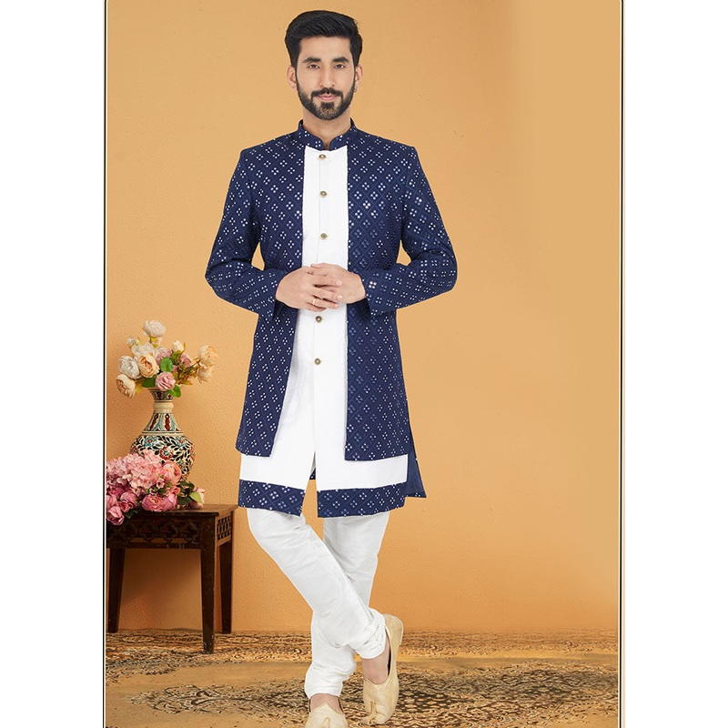 2 Pc Blue Georgette Kurta And Pajama Set - JD986582673