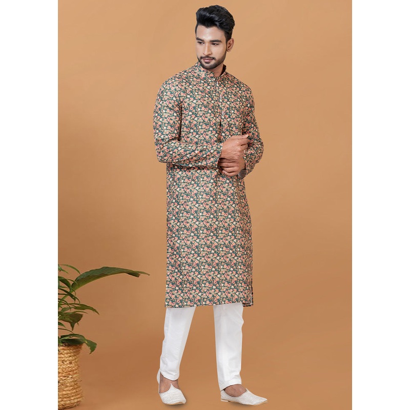 2 Pc Brown Cotton Kurta Pajama Set - JD986582667