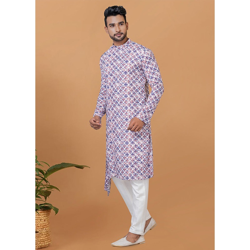 2 Pc Cream Cotton Kurta Pajama Set - JD986582651