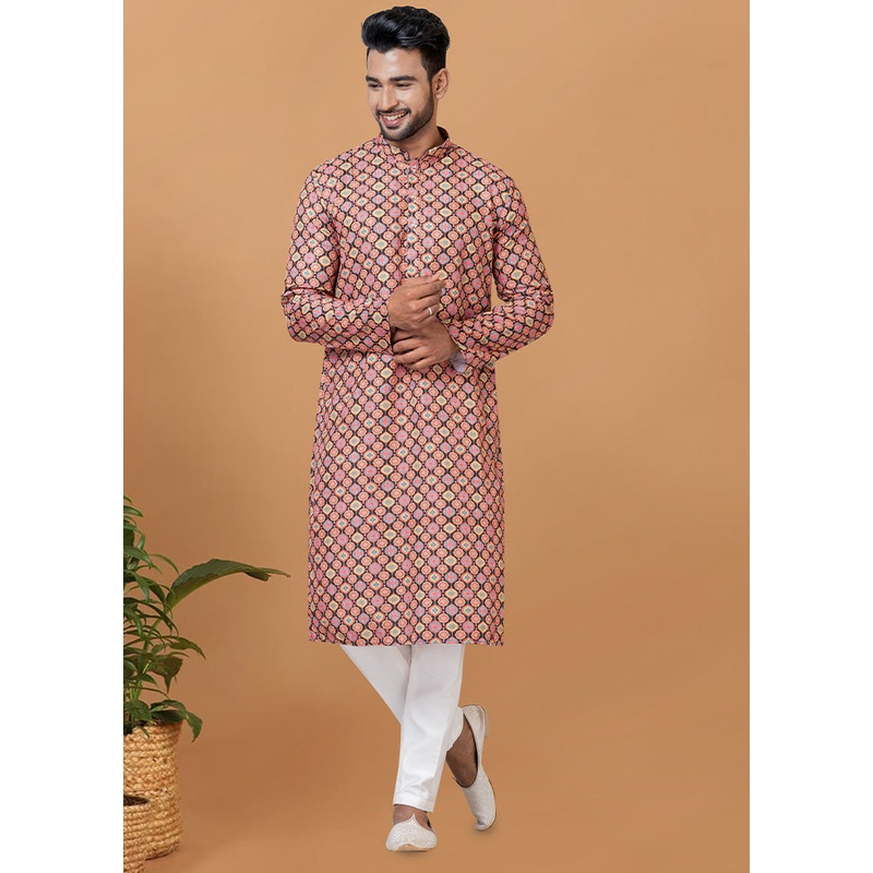 2 Pc Cream Cotton Kurta Pajama Set - JD986582659