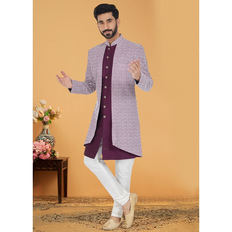 2 Pc Magenta Cotton Kurta And Pajama Set - JD986582615