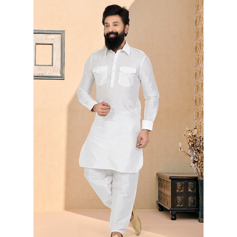2 Pc Multicolor Dupion Silk Kurta Pajama Set - JD986582594
