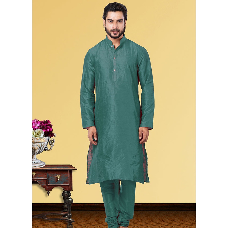 2 Pc Multicolor Dupion Silk Kurta Pajama Set - JD986582607