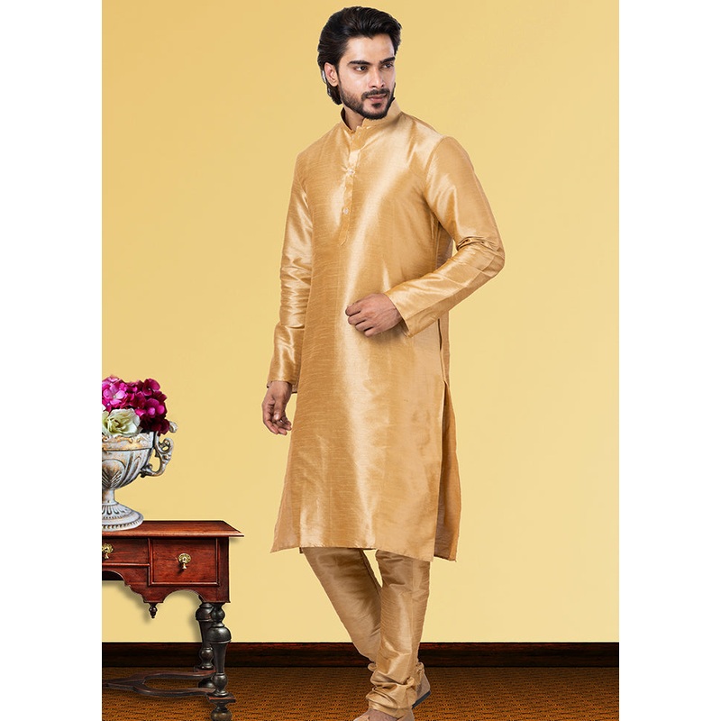2 Pc Multicolor Dupion Silk Kurta Pajama Set - JD986582609