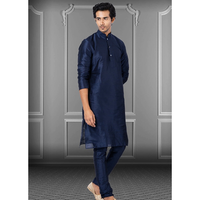 2 Pc Multicolor Dupion Silk Kurta Pajama Set - JD986582610