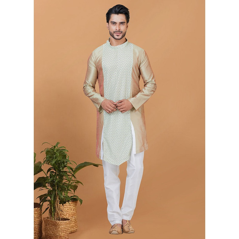2 Pc Multicolor Silk Kurta Pajama Set - JD986582592