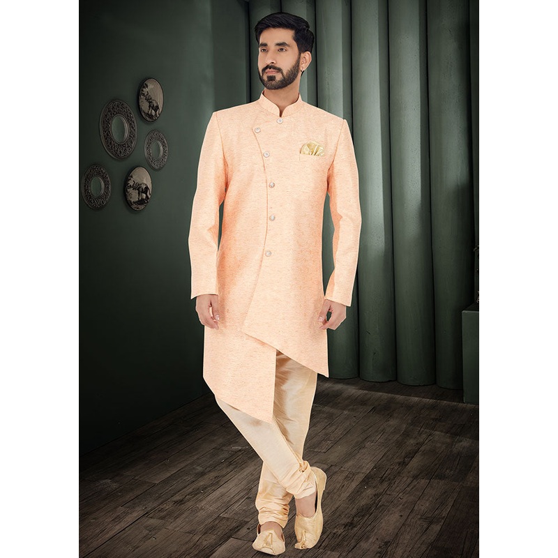 2 Pc Orange Cotton Kurta And Pajama Set - JD986582581