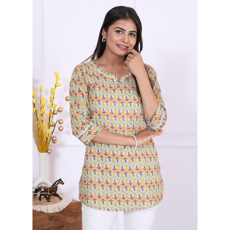 Multicolor Pure Readymade Cotton Short Kurti - JD986582748