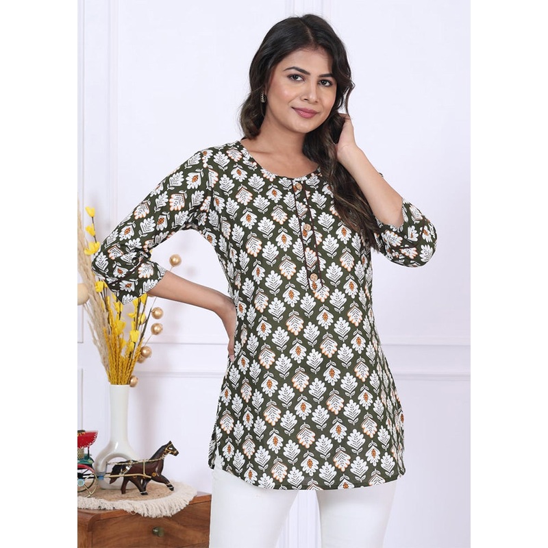 Multicolor Pure Readymade Cotton Short Kurti - JD986582749