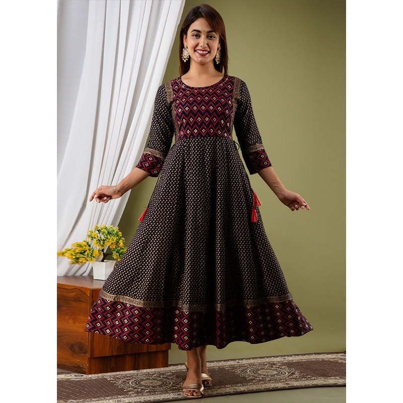 Multicolor Readymade Rayon Indian Dress - JD986582747