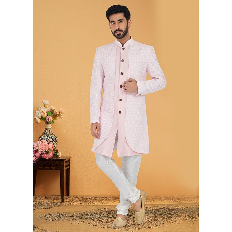 2 Pc Pink Cotton Kurta And Pajama Set - JD986582569