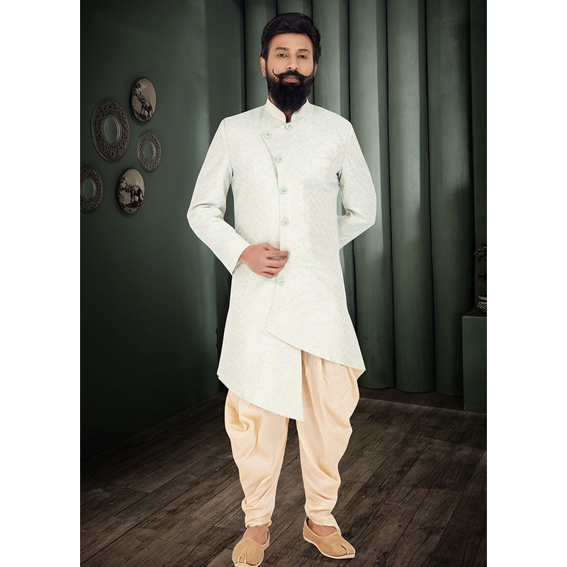2 Pc Sky Blue Cotton Kurta And Pajama Set - JD986582534