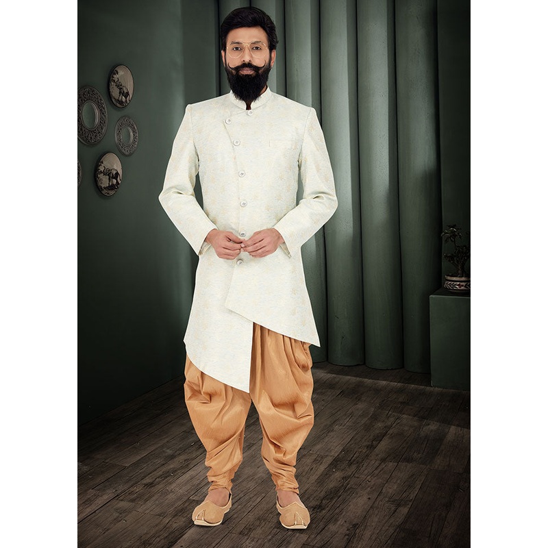 2 Pc Sky Blue Dupion Silk Kurta And Pajama Set - JD986582531
