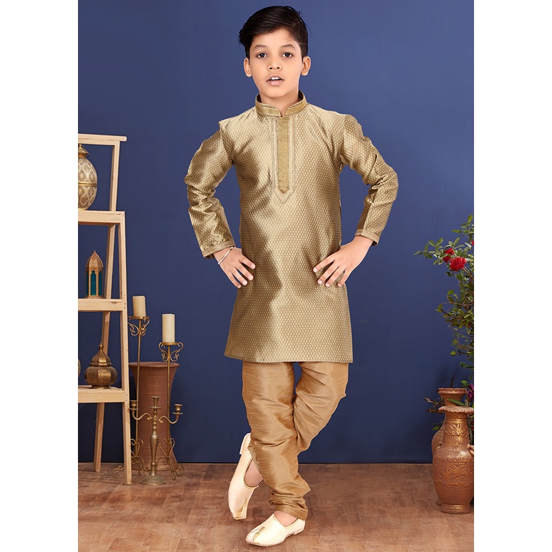Gold Zari Woven Kurta Pajama Set - JD986582292