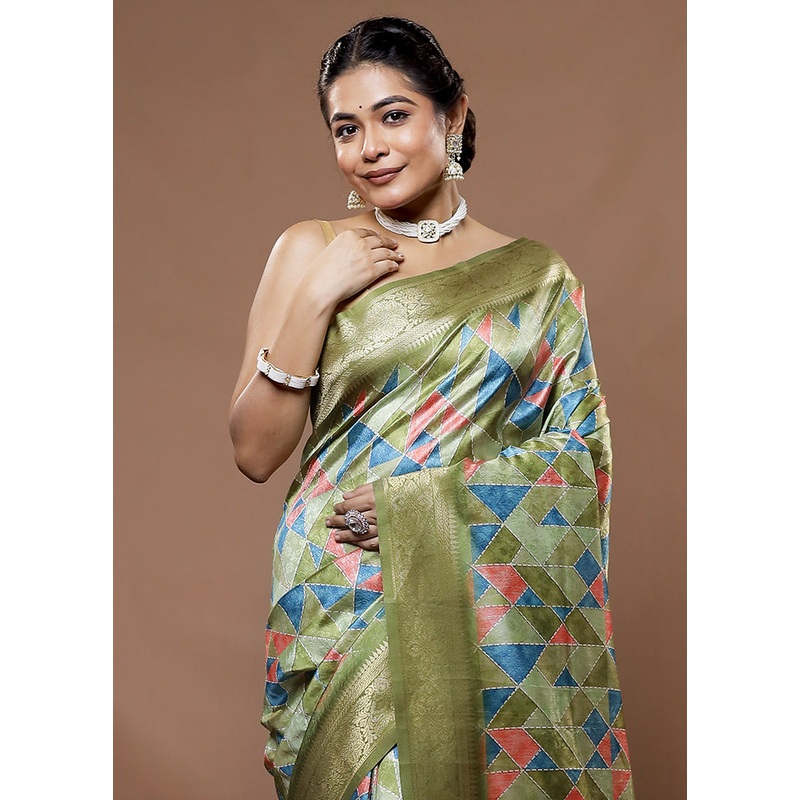 Multicolor Dupion Silk Saree With Blouse Piece - JD986582263