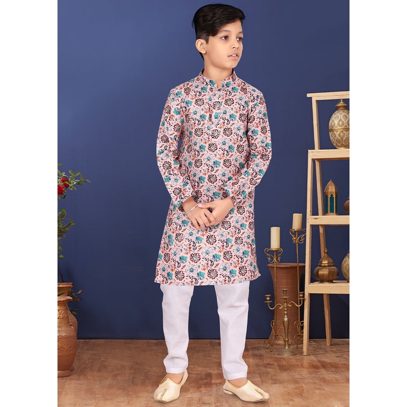 Pink Printed Kurta Pajama Set - JD986582307