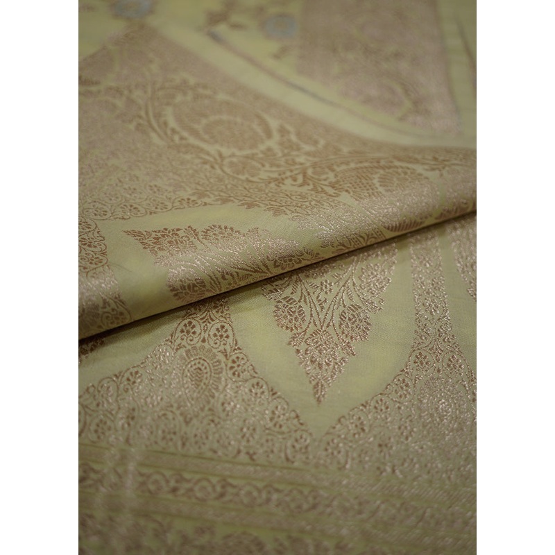 Yellow Banarasi Silk Saree With Blouse Piece - JD986582250