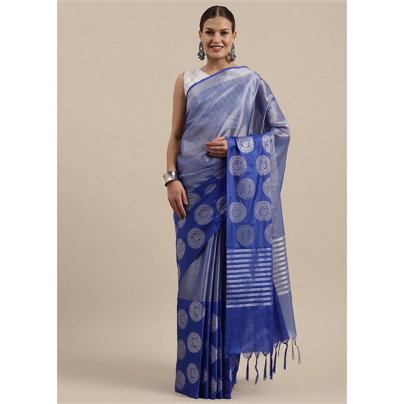 Blue Kanjivaram Silk Saree With Blouse Piece - JD986581986