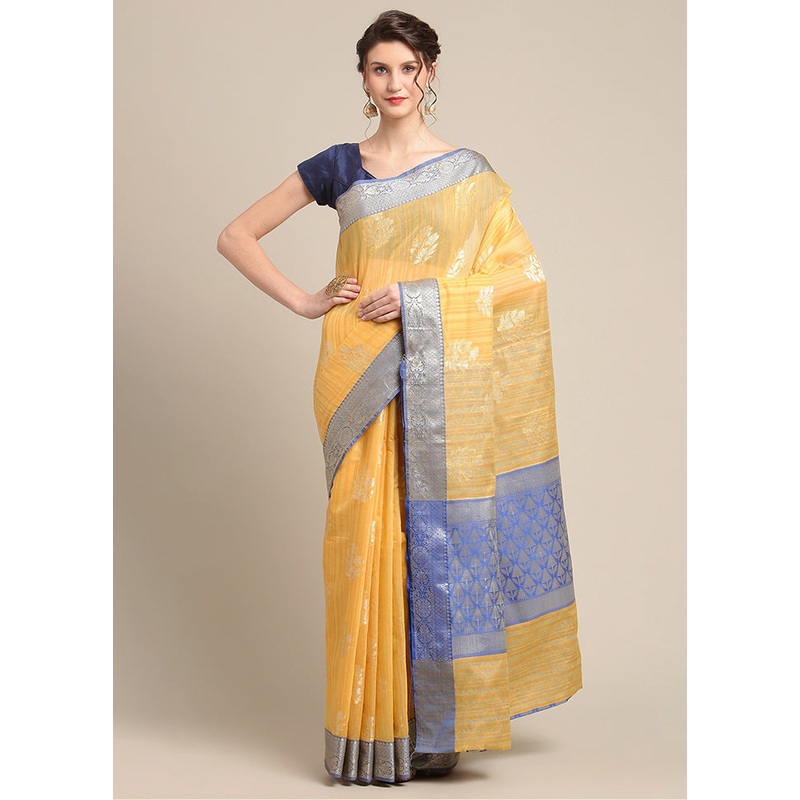 Gold Matka Silk Zari Saree Without Blouse Piece - JD986582043