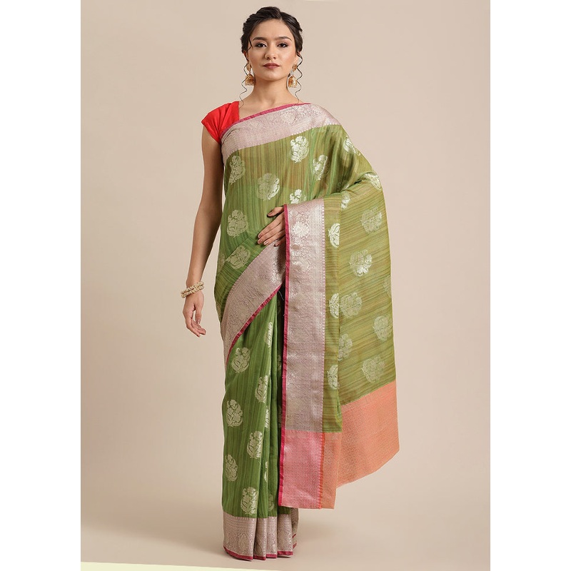 Green Matka Silk Zari Saree Without Blouse Piece - JD986582036