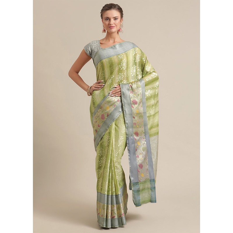 Green Matka Silk Zari Saree Without Blouse Piece - JD986582038