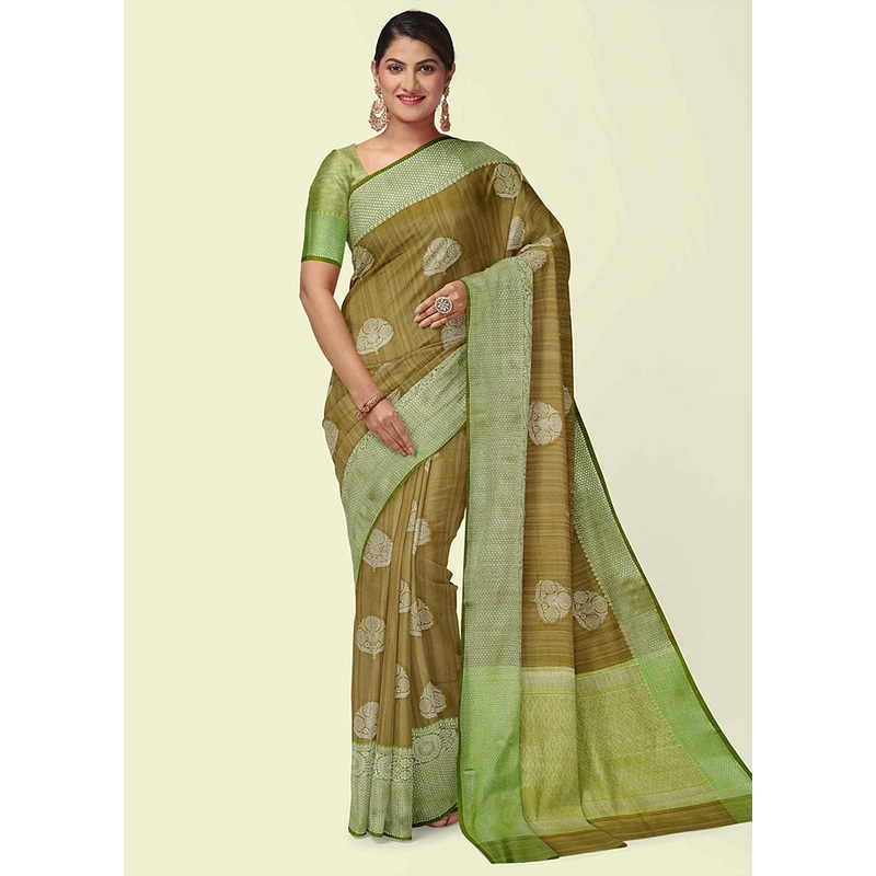 Green Matka Silk Zari Saree Without Blouse Piece - JD986582047