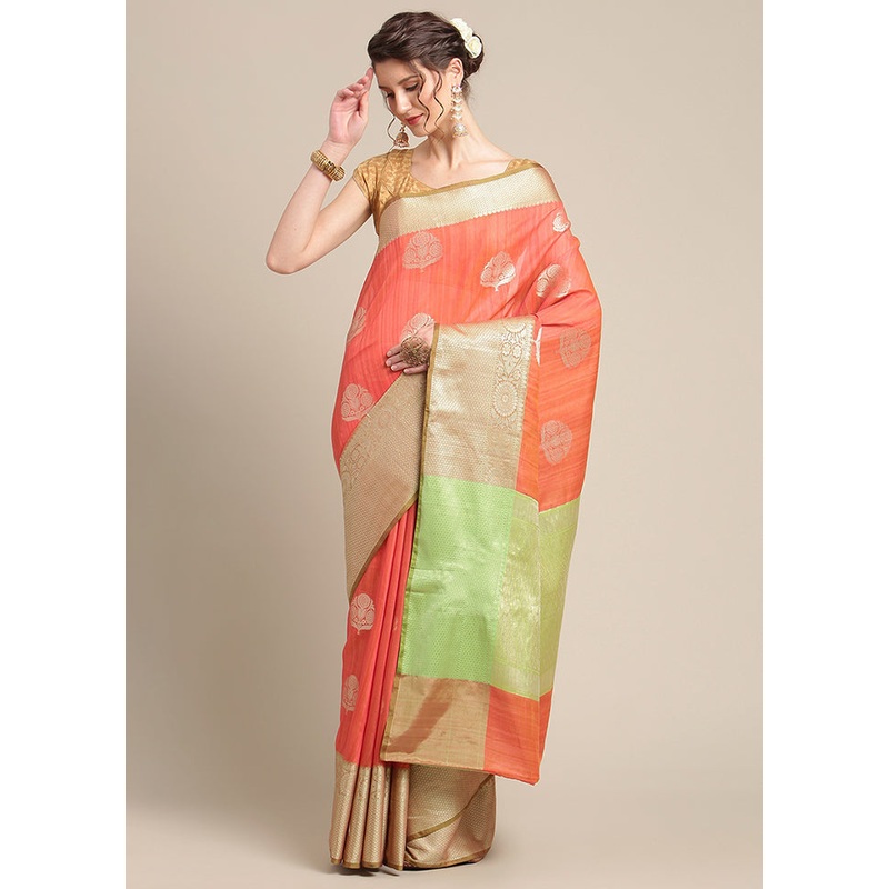 Rust Matka Silk Zari Saree Without Blouse Piece - JD986582011