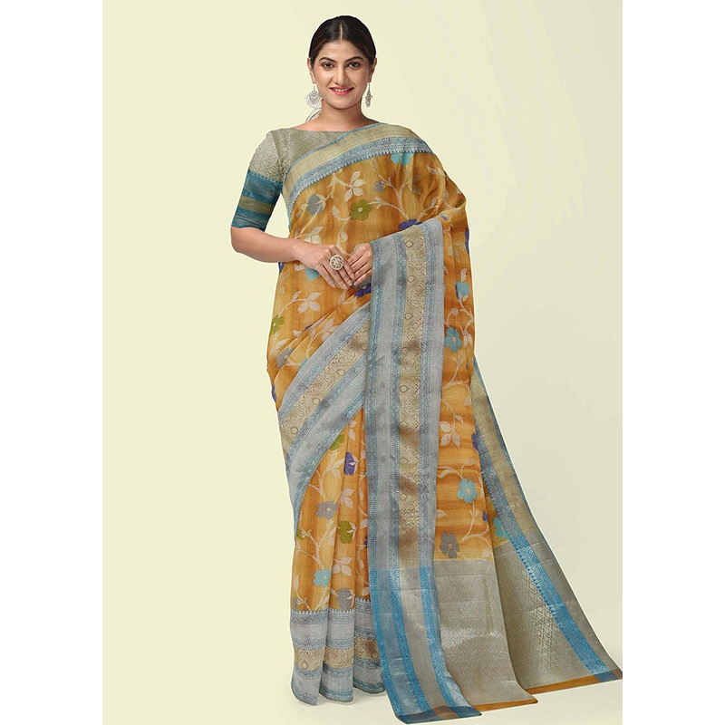 Yellow Matka Silk Zari Saree Without Blouse Piece - JD986581971