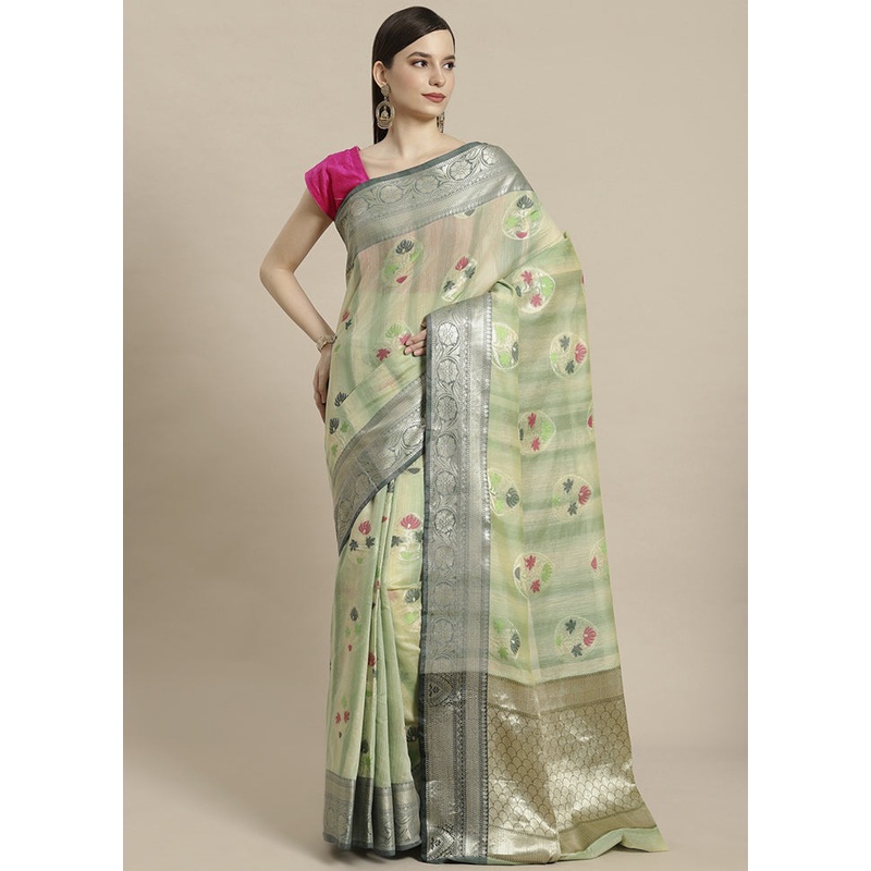 Green Matka Silk Zari Saree Without Blouse Piece - JD986581916