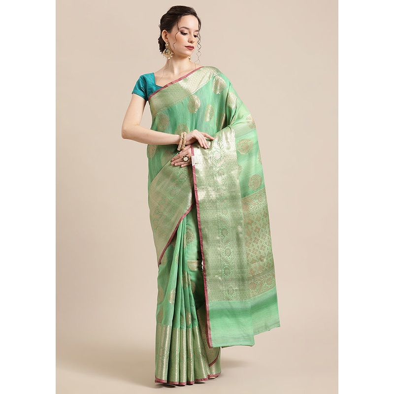Green Matka Silk Zari Saree Without Blouse Piece - JD986581920