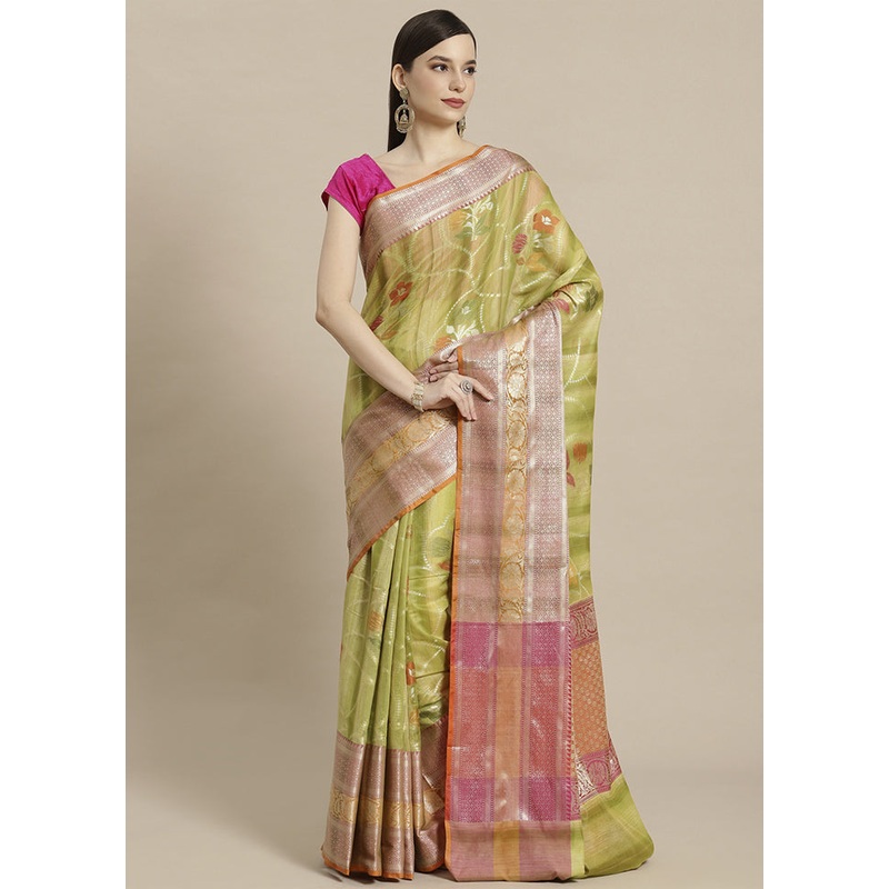 Green Matka Silk Zari Saree Without Blouse Piece - JD986581921