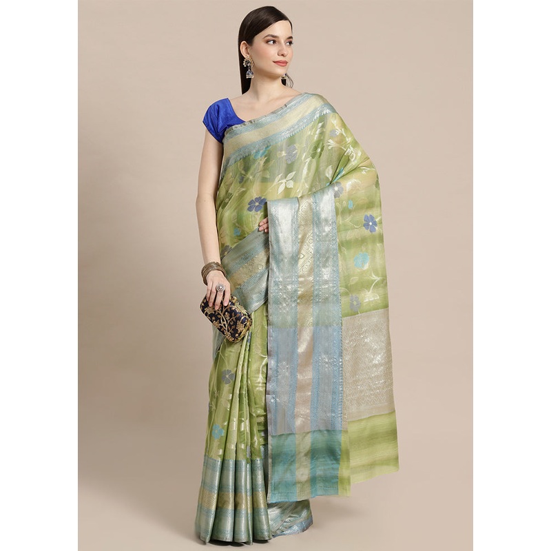 Green Matka Silk Zari Saree Without Blouse Piece - JD986581923