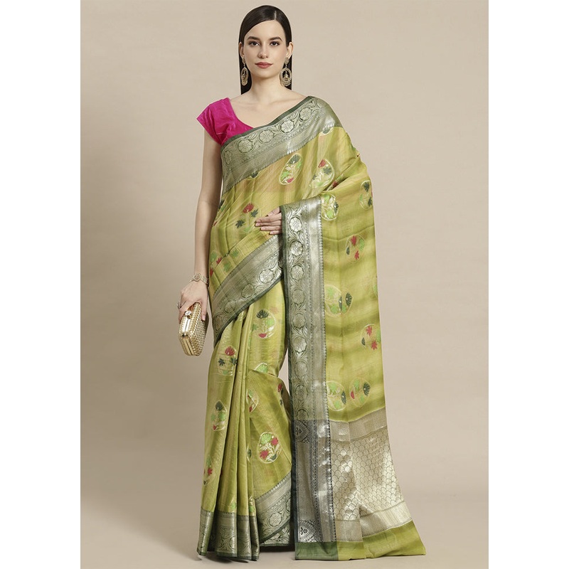Green Matka Silk Zari Saree Without Blouse Piece - JD986581924