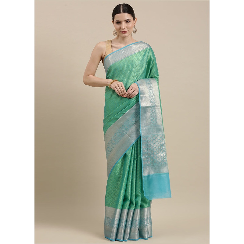 Green Silk Saree With Blouse Piece - JD986581940