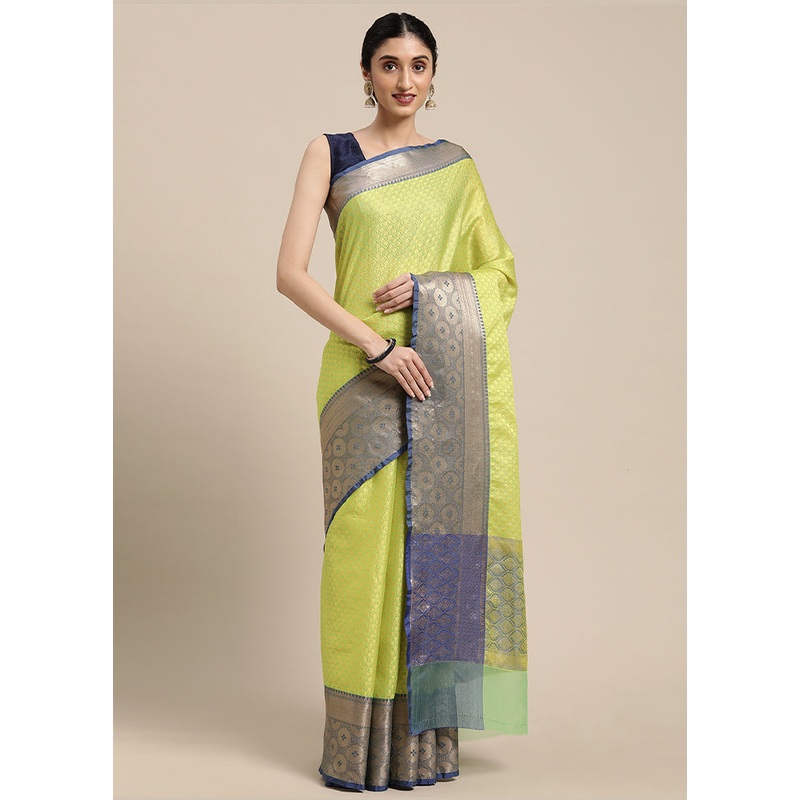 Green Silk Saree With Blouse Piece - JD986581941