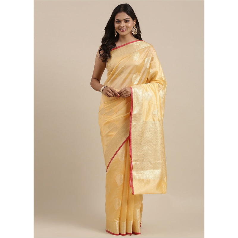 Peach Silk Zari Saree Without Blouse Piece - JD986581892