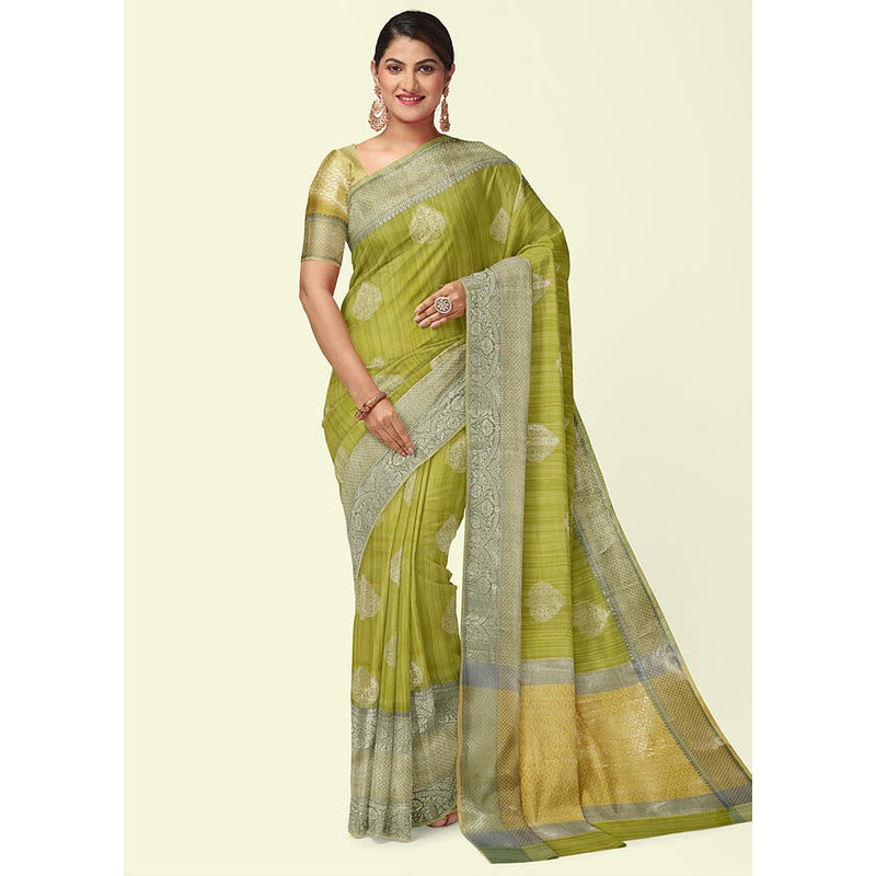 Pista Green Matka Silk Zari Saree Without Blouse Piece - JD986581872