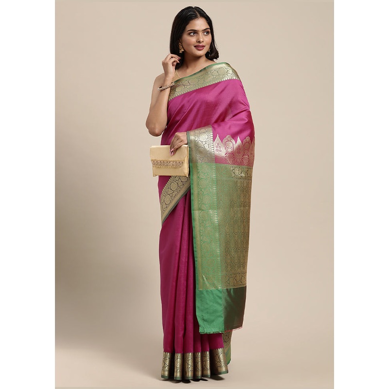 Purple Katan Silk Saree With Blouse Piece - JD986581870