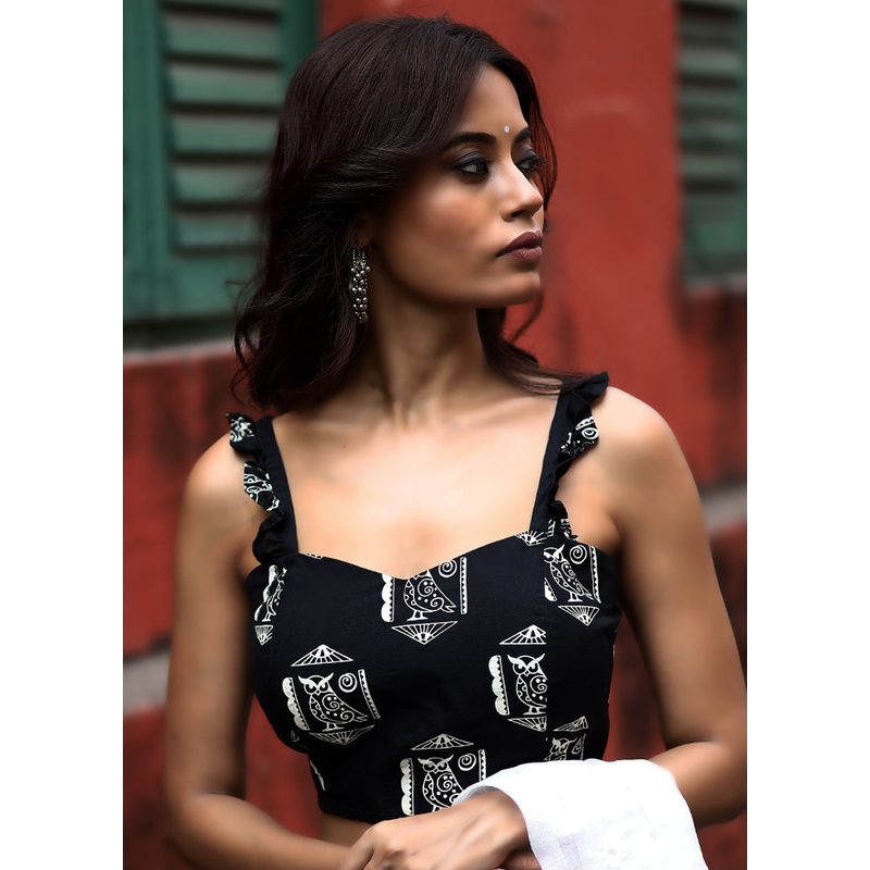 Black Cotton Silk Designer Blouse - JD986581608