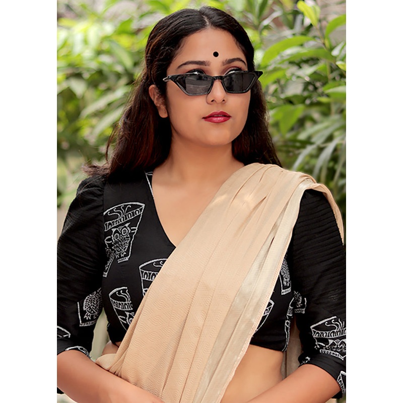 Black Cotton Silk Designer Blouse - JD986581609
