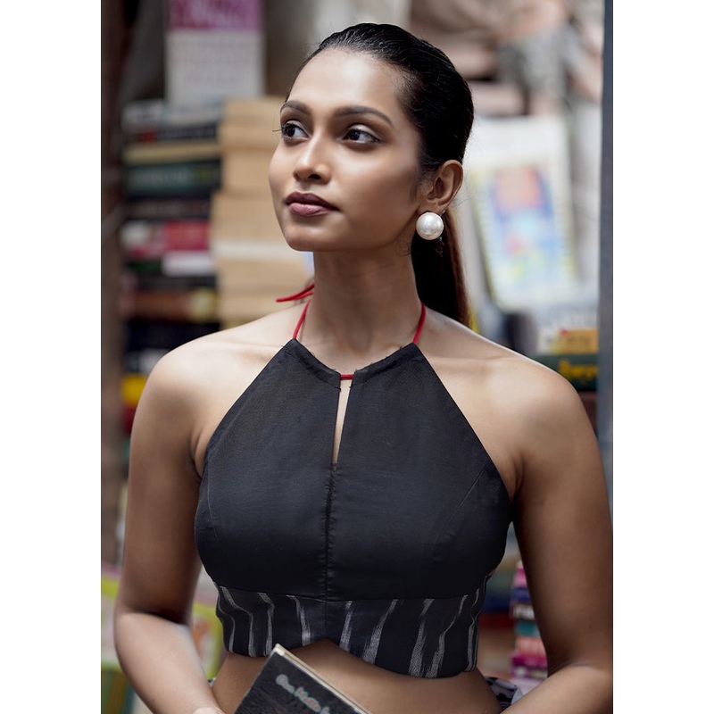 Black Cotton Silk Designer Blouse - JD986581661