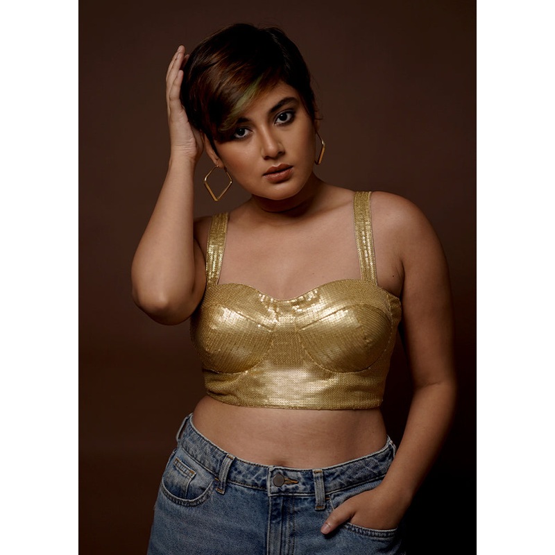 Gold Sequin Designer Blouse - JD986581656