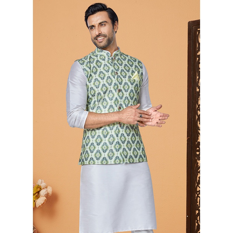 Multicolor Full Sleeves Mandarin Collar Waistcoat - JD986581734