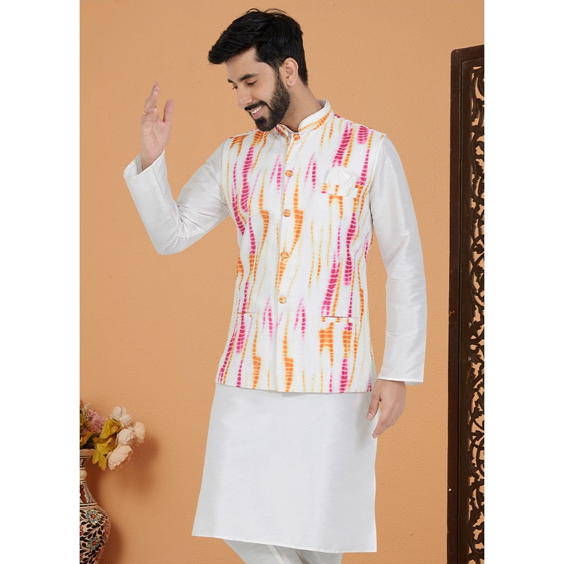 Multicolor Full Sleeves Mandarin Collar Waistcoat - JD986581741