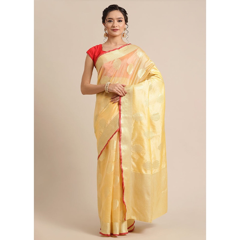 Peach Silk Zari Saree Without Blouse Piece - JD986581677