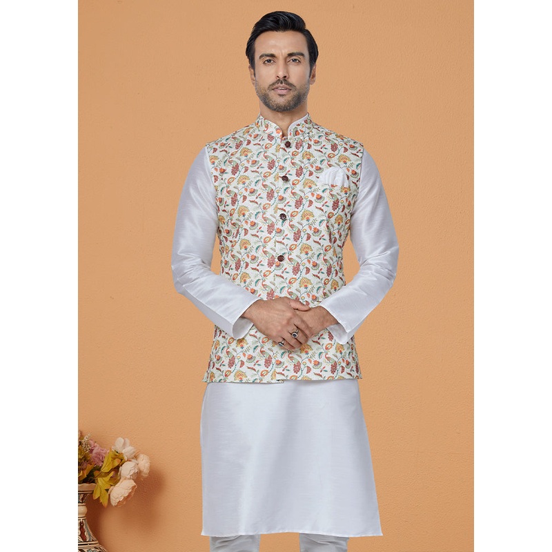 Pink Full Sleeves Mandarin Collar Waistcoat - JD986581715