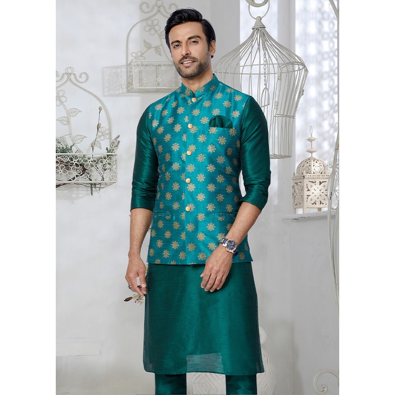 Rama Full Sleeves Mandarin Collar Waistcoat - JD986581708
