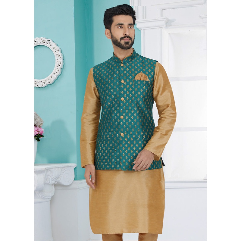 Rama Full Sleeves Mandarin Collar Waistcoat - JD986581710